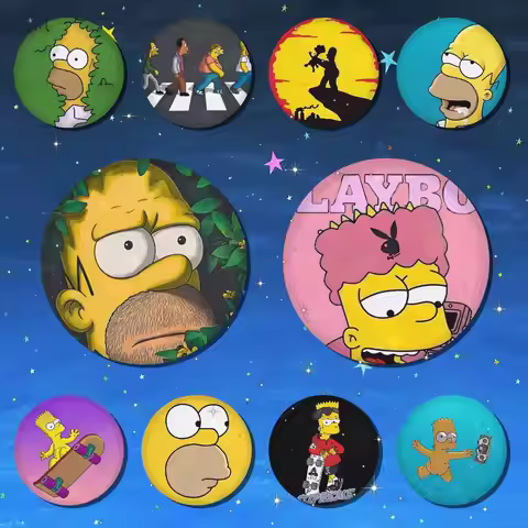 Anime The S--Simpsons 75x75 25x25 mm Cartoon Round Brooches on Backpack Shirt Accessories Jewelry Ba