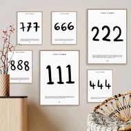 Angel Number poster 111 ,222, 333,444 Canvas printing painting Angel Number poster wall Art decorati