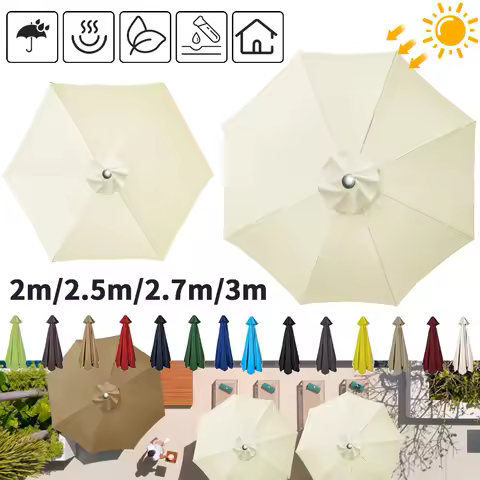 Replacement Parasol Canopy 2.3m/3m 6/8Ribs Garden Parasol Cover Replacement UV Protection Waterproof