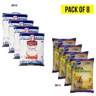 Indiagate Premium Basmati Rice 5KGX4, Pillsbury Atta Multigrain5KGX4, 2Years aged, Handpicked, Suitable for daily consumption, GMO Free, 99% Fat Free,Cholesterol Free,Wheat flour, Gluten Free,Low GI suitable for diabetics (Pack of8))