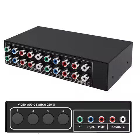 YPbpr Component Switch 4/3 in 1 out RGB Switch Selector Box 5 RCA Component Ypbpr Switch box Cable f