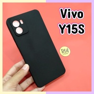 Case Hitam Vivo Y15s Baru New Black Matte Softcase Polos Slim Silikon HP Rui Acc