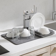加拿大 Umbra Udry吸水墊+餐具碗盤瀝水架(昏灰) | 碗盤收納架