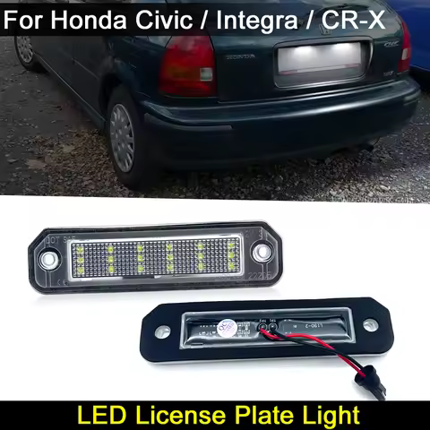 2Pcs For Honda Civic EJ EG EK EK3 CR-X Integra Del Sol Tail White LED License Plate Light Number Pla