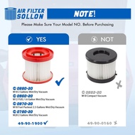 2 Pack 49-90-1900 HEPA Filter Replacement Compatible With Milwaukee Vacuum Cordless M18 2 Gallon Wet