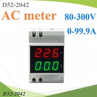 D52-2042 AC Electric Meter Voltage Display Amp 80-300V 0-100A Rail Type Control Box