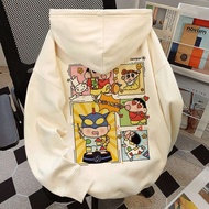 Cartoon Anime Superman Crayon Shin Chan Printed Hoodie Women's Autumn American Fashion Couple Long S