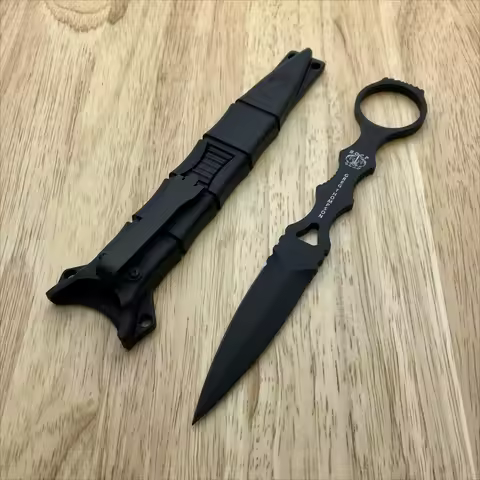 SOCP Blackout with Kydex Sheath 440C Blade Tactical Knife Bushcraft Mini Pocket Survival Camping Fis