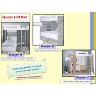 Loft bed Queen 5ft Loft Bed with Storage bed Wooden Loft Bed Multifunctional Loft Bed Space Saving L