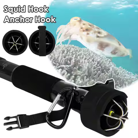 3/4M Telescopic Fishing Eging Squid Gaff Anchor Hook Carbon Stainless 6 Hooks Rui Squid Aconitic Oct