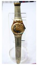 SWATCH IRONY 復古金時尚皮帶錶*清晰數字錶盤*復古金錶殼*收藏款 出清
