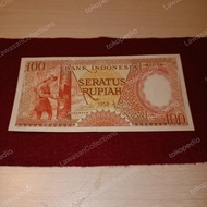 uang kuno seratus rupiah pekerja 1958 UNC