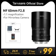 7artisans 60mm F2.8 APS-C Manual Macro Prime Lens For Canon EOS-M M50 Mark II Sony E ZVE10 Fuji FX X-A1/ X-T1 XT30