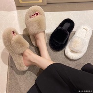 [Furry Slippers Women Outer Wear] Furry Slippers Women Outer Wear 2022 Autumn Retro Furry Thick-Sole