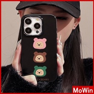 Mowin - For iPhone 15 Pro max iPhone Case Black Glossy TPU Soft Case Shockproof Protection Camera Cute Bear Compatible With iPhone 11 14 13 12 Pro Max 11 XR XS Max 7 8 Plus