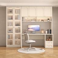 Bookshelf Style Study Desk Desk Cream Desktop Computer Combination 3Y with Bookcase Student Integrat