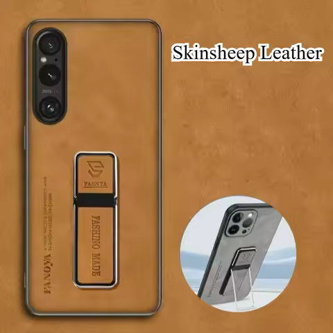 Sheepskin Leather Case for Sony Xperia 1 VII V Ii Matte Silicone Bumper KickStand Holder Cover for X