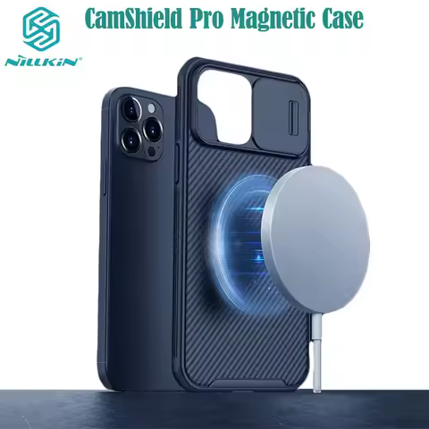 For iPhone 13 12 / Pro / Max Case NILLKIN CamShield Magnetic Case Support Mag-Safe Slide Camera Lens
