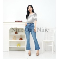 celana cutbray Jeans Wanita 7/9 Buttons 1 Light Green Softjeans Stretch Nine One Nine Jeans