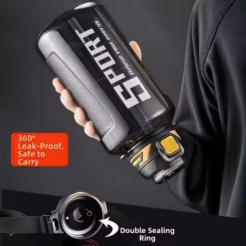 1000ml/1500ml Sports Water Bottle LeakProof Large Capacity Drinking Bottles with Straw Plastic Fitne