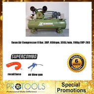 Swan Air Compressor 8 Bar 3HP 650rpm 355L/min 110kg SVP-203 COMBO SET 3 phase