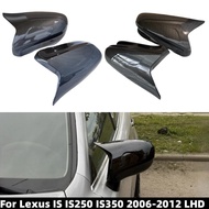 Pair Car Side Rearview Mirror Cover For Lexus IS IS250 IS350 2006-2012 LHD Glossy Black/Carbon Look 