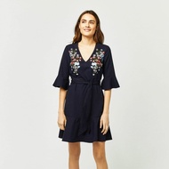 4215 - Embroidered Navy Dress