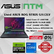 #RG056 USED HP ROG STRIX G512LV Gaming Laptop intel i7-10870H 16GB 512GB SSD NVIDIA RTX2060 RTX 2060