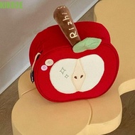 KIKO2E Fruit Makeup Bag, Portable Velvet Storage Bag, Multifunctional Red Cartoon Multifunctional Tr