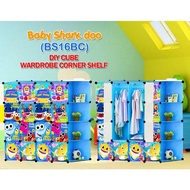 Wardrobe Babyshark 16 Cube Boy Girl Cabinet Clothes Storage Organizer Almari Pakaian Baju Budak Pere