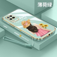 girl plating Case for oppo Realme C15 C12 C25 RealmeXT Realme8 5G Realme7 5G Realme V5 RealmeGT luxury Character pattern silicone straight edge mobile phone case