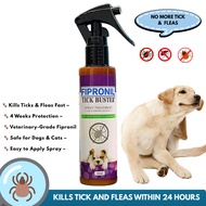 Fipronil Tick & Flea Spray for Dogs & Cats 100ml – Kills Fleas, Ticks, Lice,Up to 4 Weeks Protection