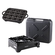 Iwatani Tough Maru &amp; Genuine Accessories Series Plate Set (Tough Maru + Takoyaki Total 2-Piece Set, Black)