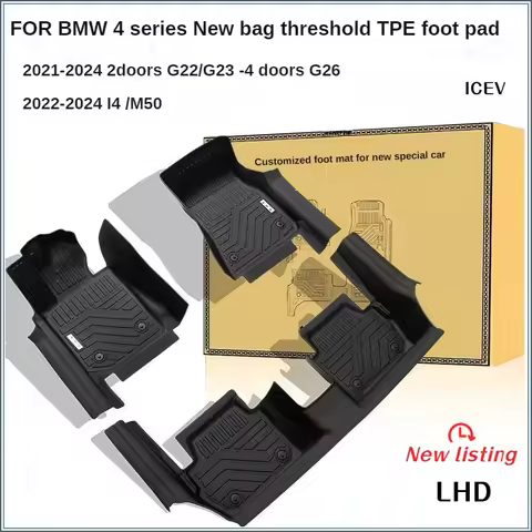 TPE Floor Mats for BMW 4 Series 2021-2024 G22/G23/G26 i4 M50 2/4Dr Waterproof Anti-Slip Custom Fit A
