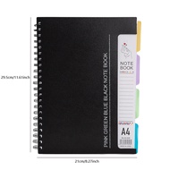 96-Sheet Spiral Notebook with 4 Divider Pages A4/A5 Sizes Lined Pages Blue Green Black Rose Wireboun
