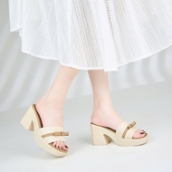 Cao Gót MWC G213 - Dép Cao Gót Quai Ngang Bản To Kèm Dây Nơ Xinh Xắn Phối Màu Đặc Sắc