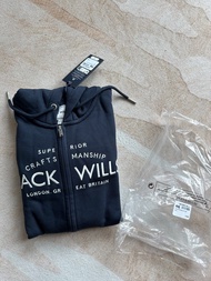 全新 英國 JW Jack Wills 女裝 深藍色 外套 刺繡 Navy X White Zip Up Pullover Hooded Hoodie Jacket 連帽 衛衣 套頭 保暖 Fleec