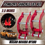 OAPC NISSAN NAVARA NP300 COMFORT SHACKLE 2.5INCH LIFT KIT SET RED (11735)