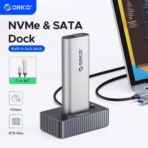ORICO M.2 SSD Enclosure Dock NVMe SATA USB3.2 GEN2 10Gbps Aluminum Alloy 8TB Max 2 in 1 Cable Tool F