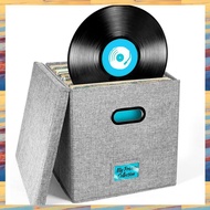 (ZWNA) Vinyl Record Storage Box with Lid and Handles LP Record Organizer Stylish Home Decor Protecti