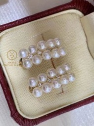 Akoya珍珠耳扣款耳環💕 高貴優雅時尚款式🥰 3-4mm Akoya正圓，強光極微瑕18K金鑽石材質 只售3980HKD