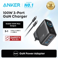 Anker Charger 100W Max USB C Charger 3 Port GaN and Ultra-Compact Wall Adapter, Smart Display and To