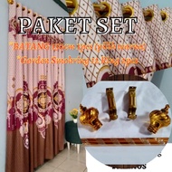 Fullset Window Curtains With Rod 150cm Curtain Ring Set Aesthetic Motif Curtains Living Room Window Curtains