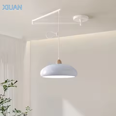 Modern Rocking Arm Pendant Lamp Above the Dining Table White Black Orange LED E27 Movable Chandelier