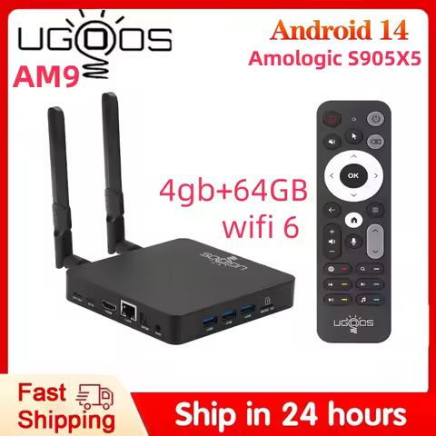 Original Ugoos AM9 Smart TV Box 4GB 64GB Android 14 Amlogic S905X5 Wifi BT5.2 1000M 4K HDR Set Top B