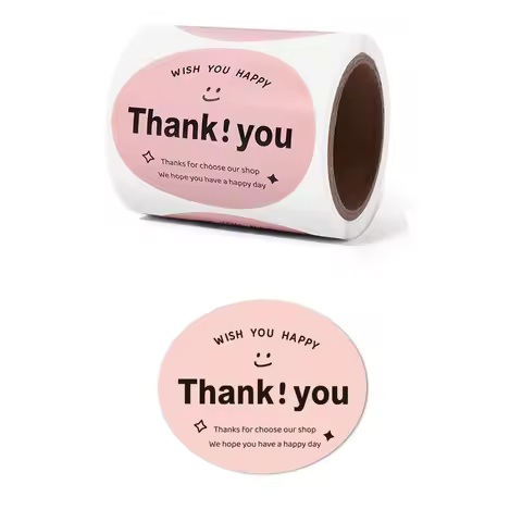 120Pcs Simple Oval Thank You Seal Sticker Cake Bakery Baking Gift Stickers for Homemade Packaging De