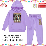 Children's Hoodie Set with Cappuccino Assasino Anomali Print Baju Budak Lelaki Set