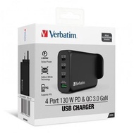 ✅- Verbatim 4 Port 130W PD 3.0 &amp; QC 3.0 GaN USB 充電器 [香港行貨- 一年保養]