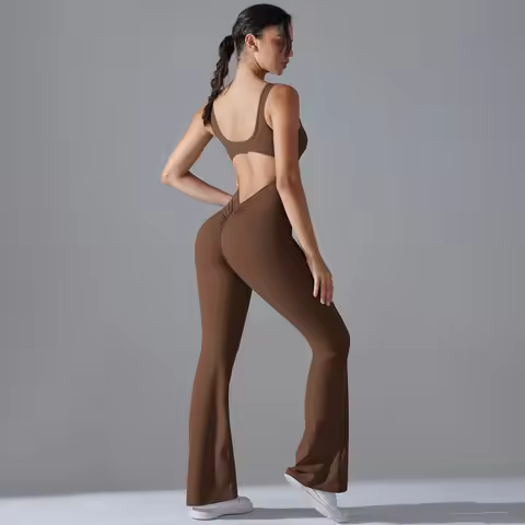 Yoga Jumpsuit Fitness Sports Overalls Backless Wide Leg Gym Clothing Pilates Yoga Wear Women Outfit 