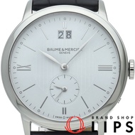 名士 (Baume & Mercier) Classima 雙時區腕錶 40mm Classima 雙時區石英錶 M0A10218，帶錶盒、保固卡，不銹鋼錶殼/皮革錶帶，男士腕錶，白色，成色極佳（未使